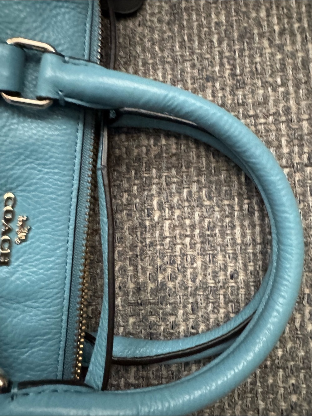 Coach Prairie Pebbled Leather Satchel Crossbody Bag Blue F36677 - Picture 5 of 12